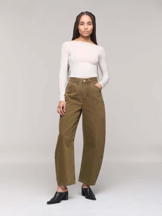  달라 데님 팬츠 리도 앵클 진 다크 올리브