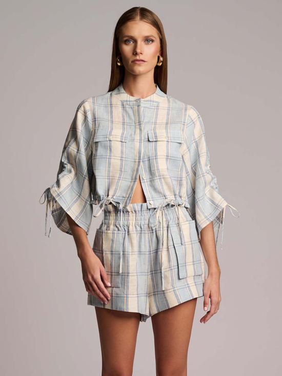  헤브론 탑 에바 셔츠 블루 체크 - HEVRON