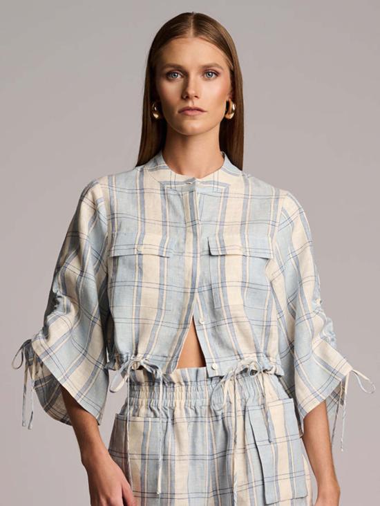  헤브론 탑 에바 셔츠 블루 체크