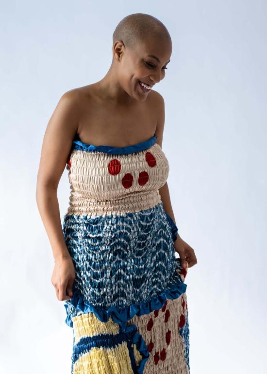  TIGRA TIGRA 롱 원피스 티그라 티그라 디컨스트럭티드 타이 다이 개더드 튜브 드레스 - OTHER BRANDS