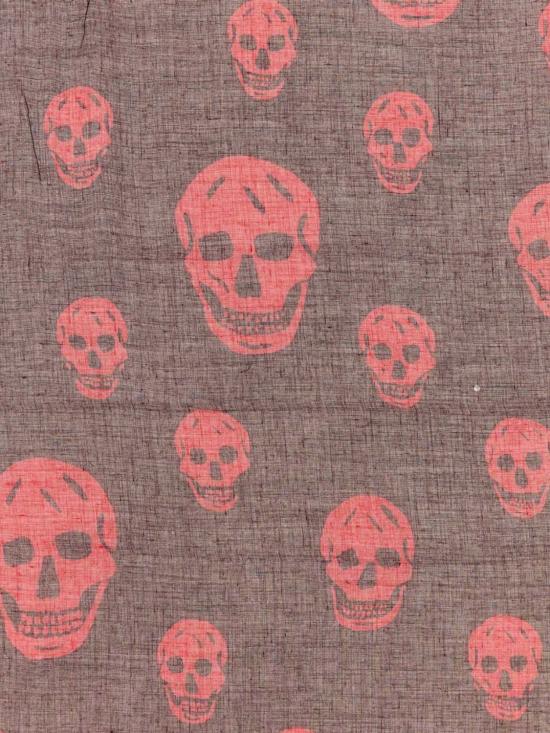 26SS 알렉산더 맥퀸 클래식 실크 블렌드 스컬 스카프 8078894943Q 6074 Red - ALEXANDER MCQUEEN