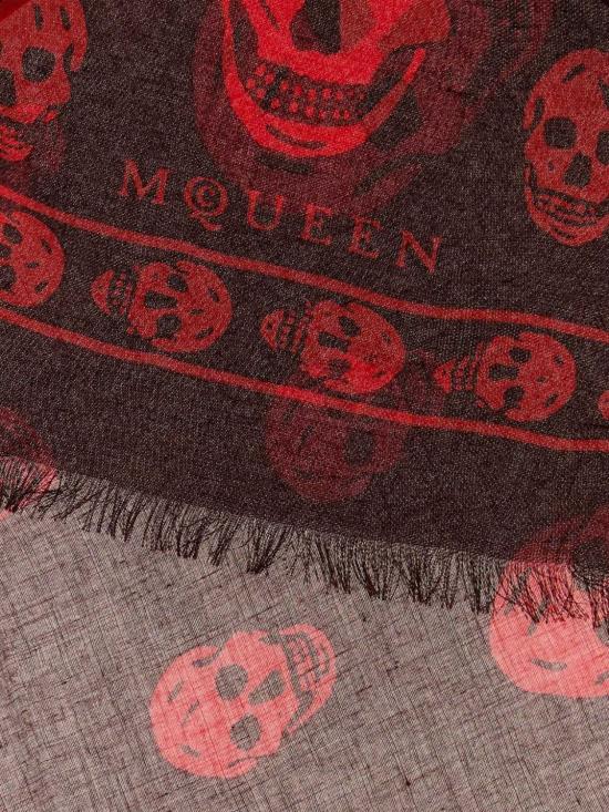 26SS 알렉산더 맥퀸 클래식 실크 블렌드 스컬 스카프 8078894943Q 6074 Red - ALEXANDER MCQUEEN
