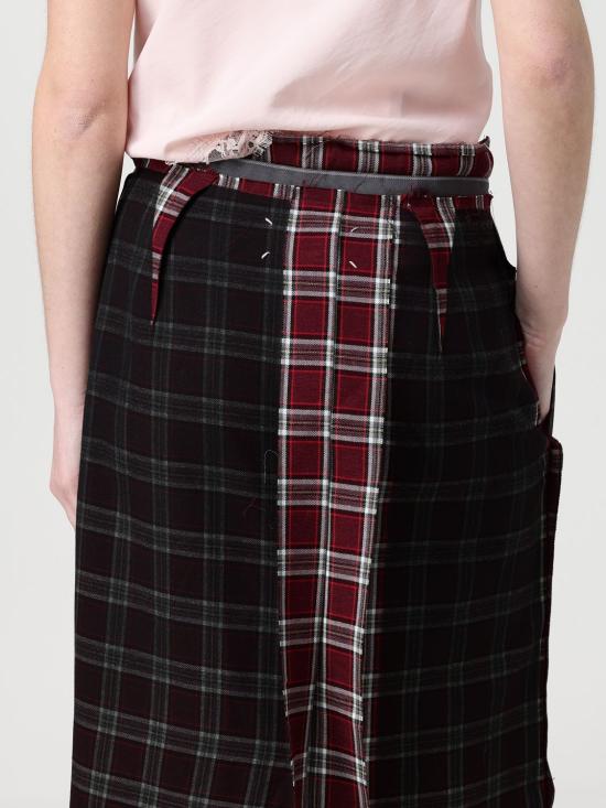26SS 마르지엘라 페이디드 체크 울 스커트 S51ME0053M35710 001F Burgundy - MAISON MARGIELA