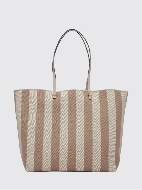 26SS 펜디 롤 라지 페퀸 스트라이프 FF 패브릭 리버시블 쇼퍼백 8BH425AUPJ F1SNP White - FENDI