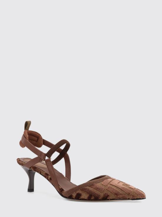26SS 펜디 콜리브리 라이트 FF 패브릭 미디움 힐 슬링백 8J8362AOTP F1TPH Brown - FENDI