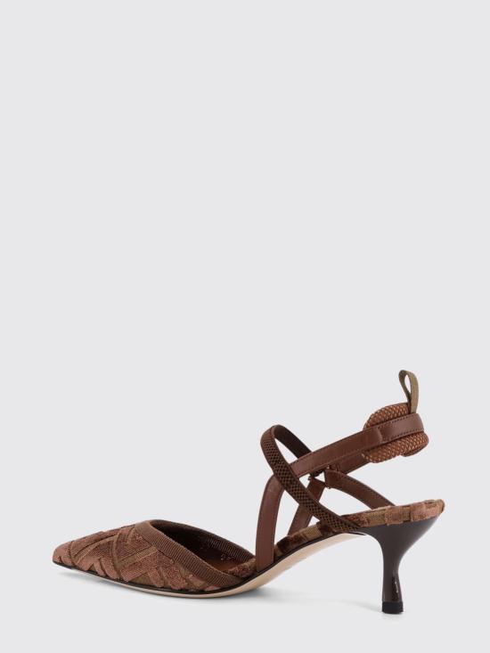 26SS 펜디 콜리브리 라이트 FF 패브릭 미디움 힐 슬링백 8J8362AOTP F1TPH Brown - FENDI