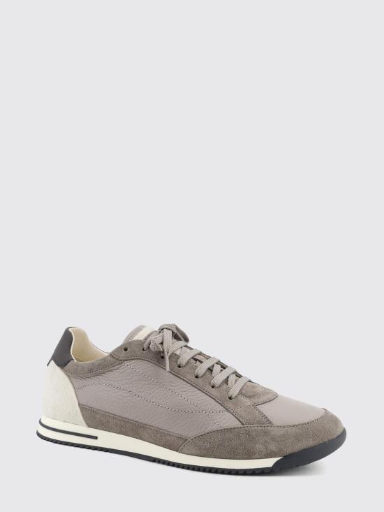 26SS 브루넬로 쿠치넬리 디어스킨 & 스웨이드 스니커즈 MZUKOKA348 CYL24 Smoke Grey - BRUNELLO CUCINELLI