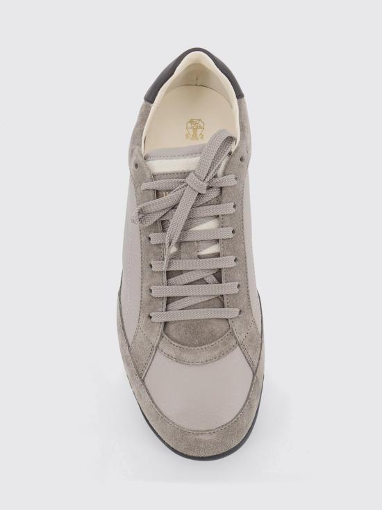 26SS 브루넬로 쿠치넬리 디어스킨 & 스웨이드 스니커즈 MZUKOKA348 CYL24 Smoke Grey - BRUNELLO CUCINELLI