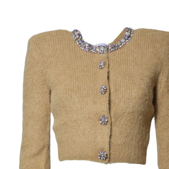 26SS 셀프 포트레이트 엠벨리시드 트림 가디건 AW25135CBR BROWN Brown - SELF PORTRAIT