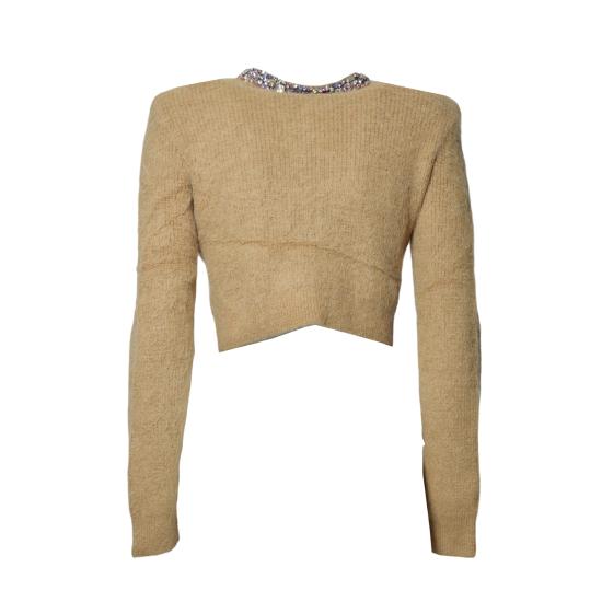 26SS 셀프 포트레이트 엠벨리시드 트림 가디건 AW25135CBR BROWN Brown - SELF PORTRAIT