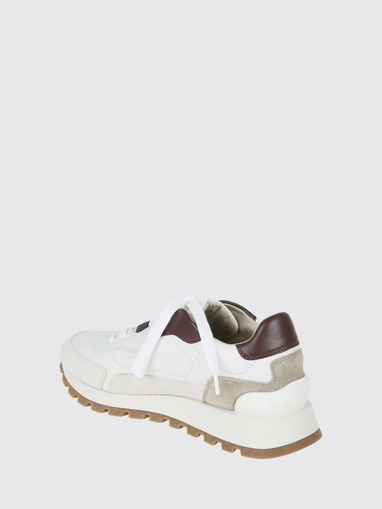26SS 브루넬로 쿠치넬리 샤이니 디테일 카프스킨 & 스웨이드 러닝 스니커즈 MZGSG3028 C7592 Beige - BRUNELLO CUCINELLI