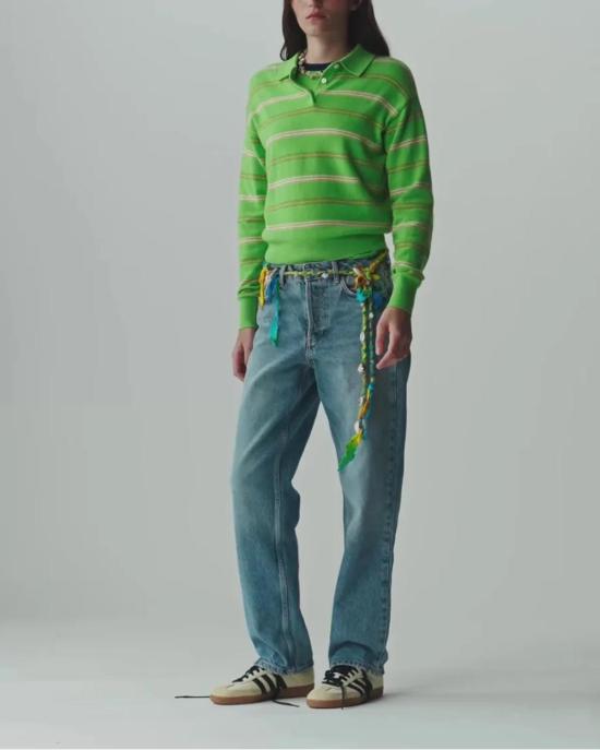  게스트 인 레지던스 스웨터 컬리지 스트라이프 폴로  말차 포인트 콤보 - GUEST IN RESIDENCE