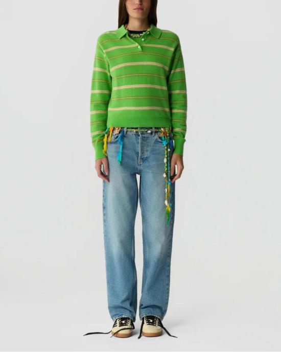  게스트 인 레지던스 스웨터 컬리지 스트라이프 폴로  말차 포인트 콤보 - GUEST IN RESIDENCE