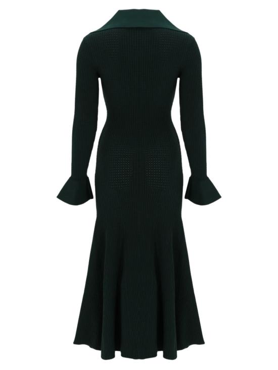  셀프 포트레이트 미디 원피스 미디 드레스 (컷아웃 디자인, 녹색) - SELF PORTRAIT