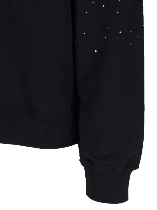  오프화이트 긴팔 티셔츠 라인스톤 로고 스웨트셔츠 블랙 - OFF WHITE