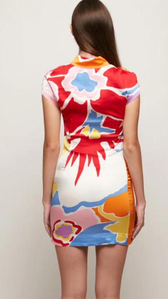  S/W/F 숏 원피스 봄/여름/금색 치파오 미니드레스 플로럴 - OTHER BRANDS