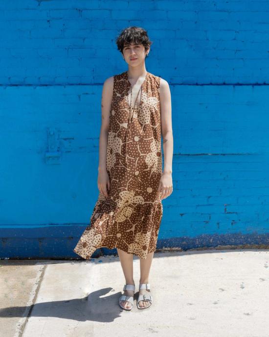  samet 롱 원피스 사멧 푸크 드레스 브라운 플라워 도트 프린트 - SAMET