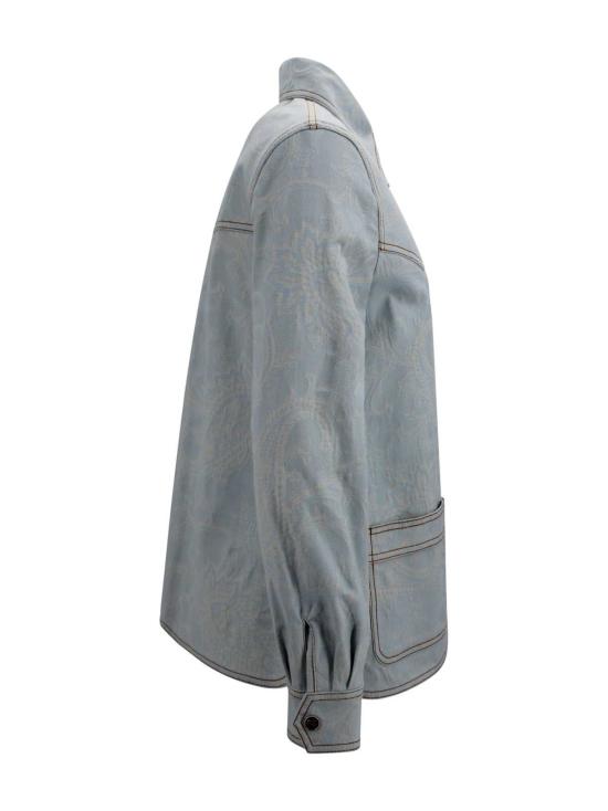  에트로 탑 페이즐리 프린트 셔츠 클리어 블루 - ETRO