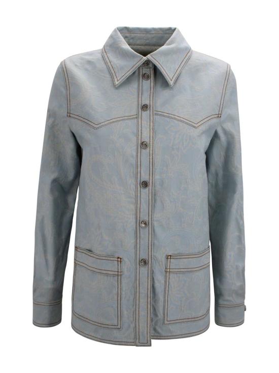  에트로 탑 페이즐리 프린트 셔츠 클리어 블루