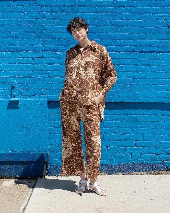  samet 탑 사멧 탈리아 브라운 도트 플라워 프린트 셔츠 - OTHER BRANDS