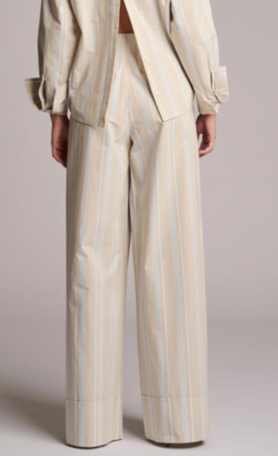  헤브론 스트레이트 팬츠 로리 팬츠 베이지 스트라이프 - HEVRON