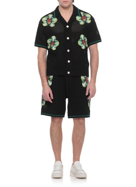 26SS 카사블랑카 셔츠 MSS26KW131601 GLITCH ORCHID EMBROIDERED Black - CASABLANCA