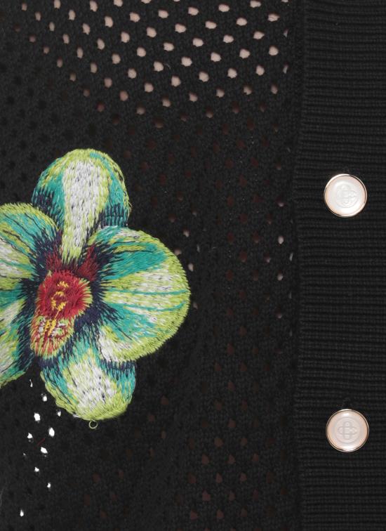 26SS 카사블랑카 셔츠 MSS26KW131601 GLITCH ORCHID EMBROIDERED Black - CASABLANCA