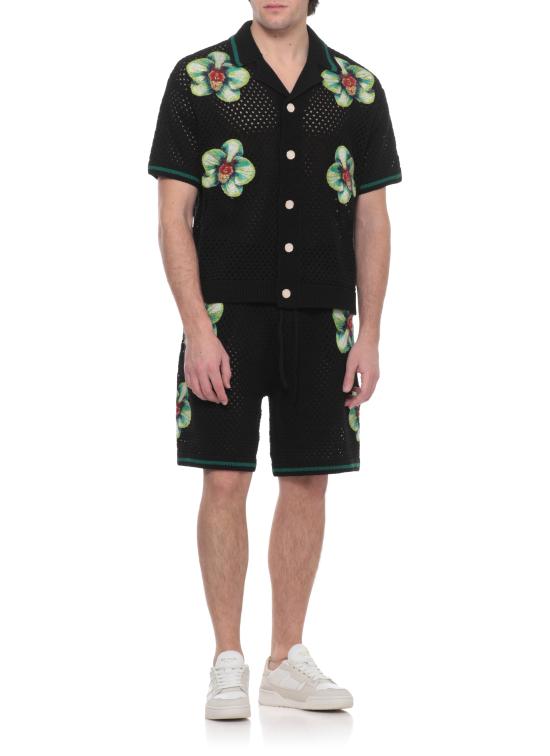 26SS 카사블랑카 셔츠 MSS26KW131601 GLITCH ORCHID EMBROIDERED Black - CASABLANCA