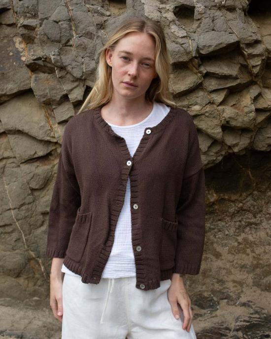  Honest Cotton 가디건 어니스트 코튼 루이자  크림/포그/초콜릿 - OTHER BRANDS