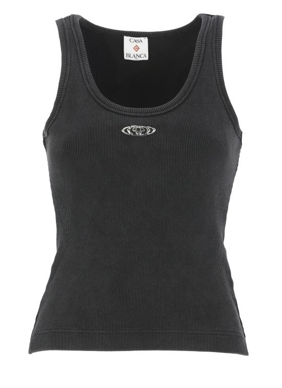 26SS 카사블랑카 민소매 티셔츠 WSP26JTS03901 RIBBED JERSEY Black