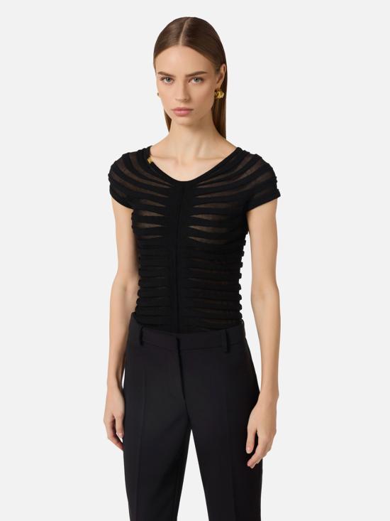 26SS 엘리자베타프랜치 반팔 티셔츠 MK06T62E2 110 BLACK - ELISABETTA FRANCHI