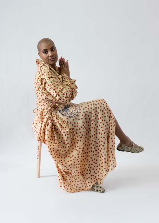  TIGRA TIGRA 롱 원피스 Tigra 티그라 블록프린트 도트 루차 드레스