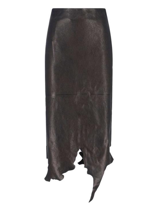  디젤 미디 스커트 가죽  블랙