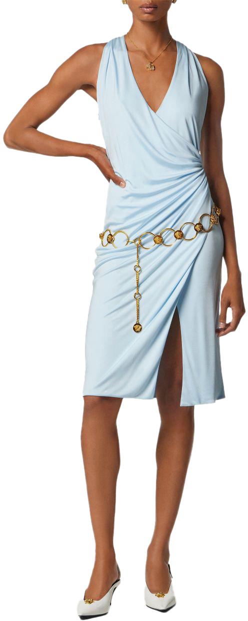 26SS 베르사체 미디 원피스 10226161A124971VD60 BLUE - VERSACE