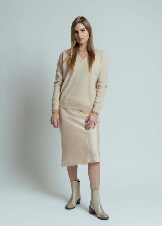  브라조 트리콧 스웨터 브라조 트리코 블론드 V넥 - BRAZEAU TRICOT