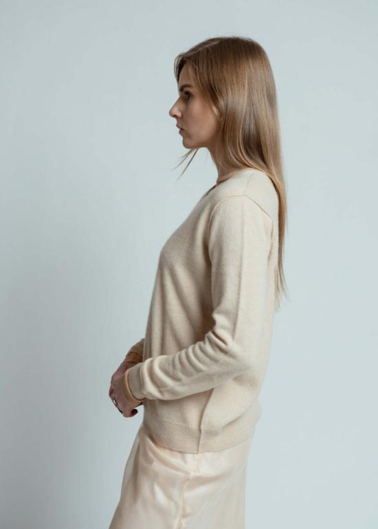  브라조 트리콧 스웨터 브라조 트리코 블론드 V넥 - BRAZEAU TRICOT