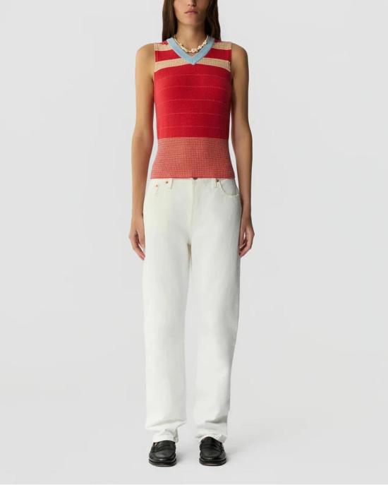  게스트 인 레지던스 베스트 대학 스트라이프 조끼 (빨간색) - GUEST IN RESIDENCE