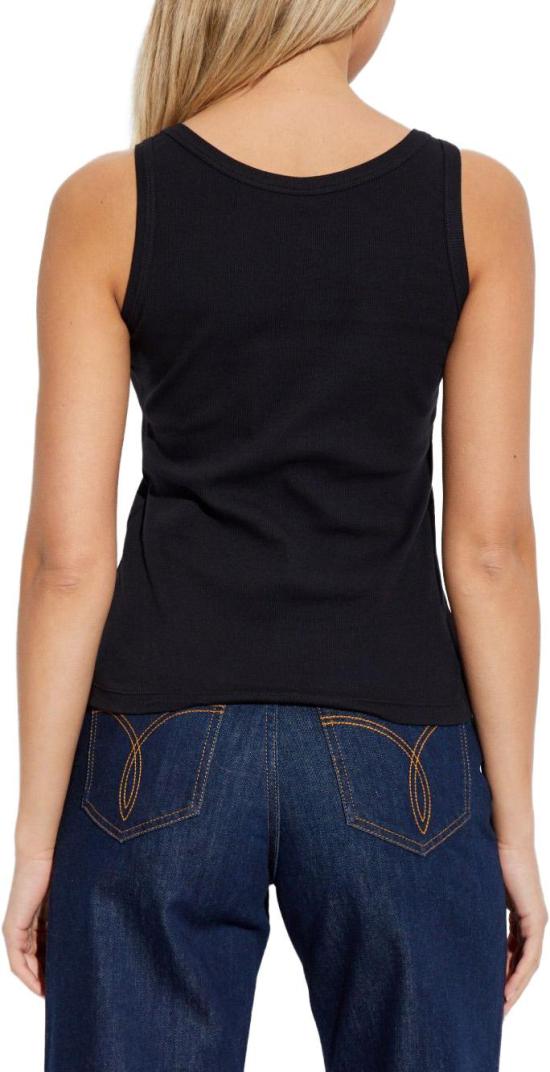 26SS 베르사체 로고 패피 리브드 스트레치 코튼 탱크탑 10232101A172221B000 BLACK - VERSACE