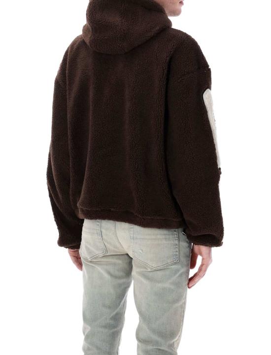  아미리 긴팔 티셔츠 본즈 플리스 지퍼 후드티 다크 브라운 - AMIRI