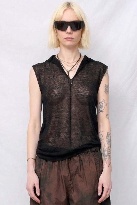  가브리엘라 콜 가먼츠 블라우스 333번 블랙 린넨 저지 후드티