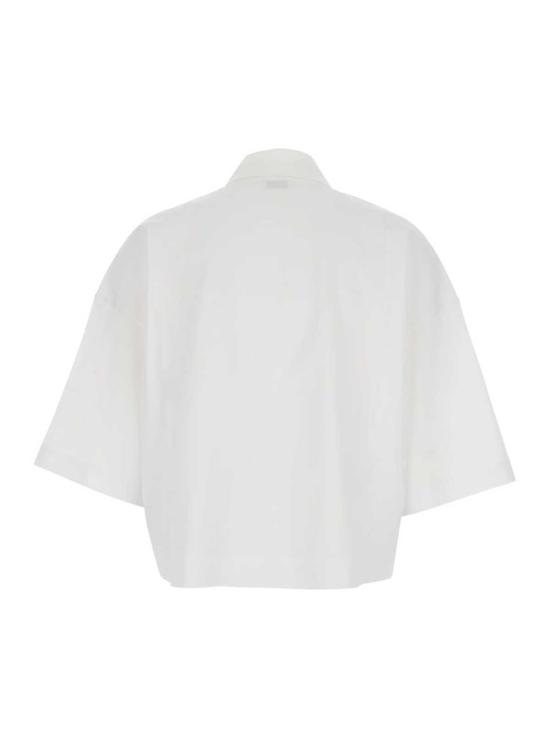  브루넬로 쿠치넬리 반팔 티셔츠 Brunello Cucinelli 로고 패치 코튼 폴로 셔츠 화이트 - BRUNELLO CUCINELLI