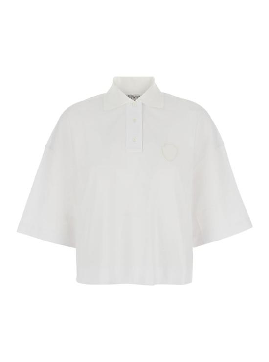  브루넬로 쿠치넬리 반팔 티셔츠 Brunello Cucinelli 로고 패치 코튼 폴로 셔츠 화이트