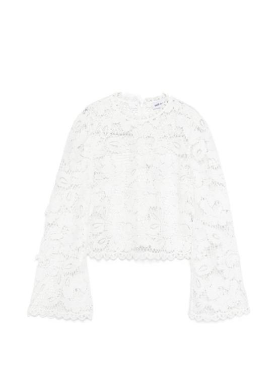  셀프 포트레이트 민소매 티셔츠 레이스 탑 탱크탑 화이트