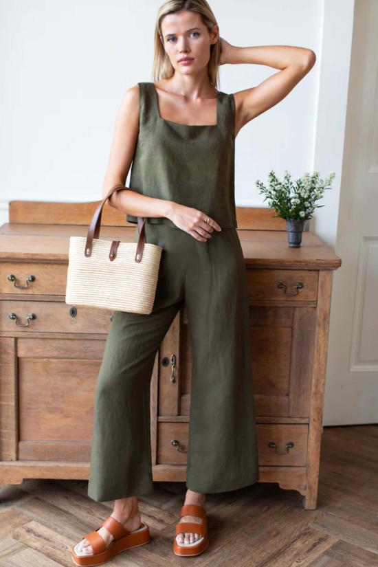  메이블앤모스 스트레이트 팬츠 에머슨 프라이 로마 팬츠 마티니 올리브 팬츠 - MABEL AND MOSS