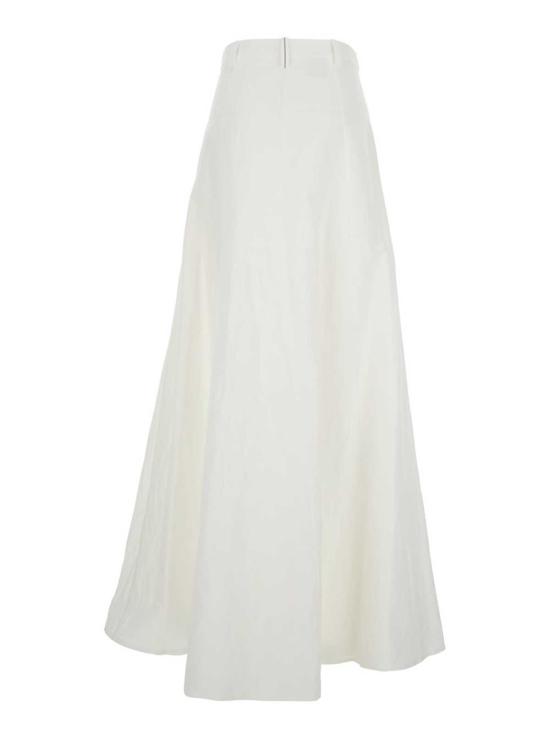 브루넬로 쿠치넬리 롱 스커트 롱 린넨 코튼 블렌드 스커트 화이트 - BRUNELLO CUCINELLI