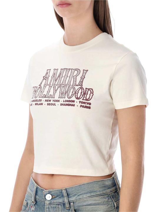  아미리 반팔 티셔츠 할리우드 코튼 크롭 베이비 티 린넨 - AMIRI