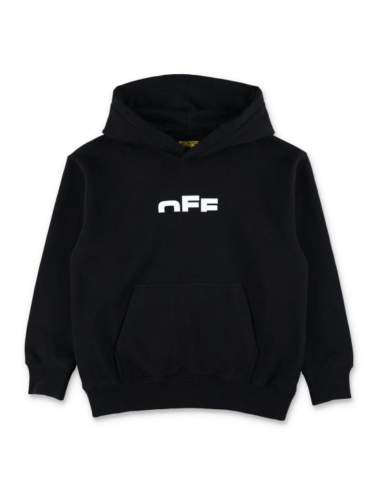  [키즈] 오프화이트 풀오버 블랙 로고 후드티 (어린이용) 블랙