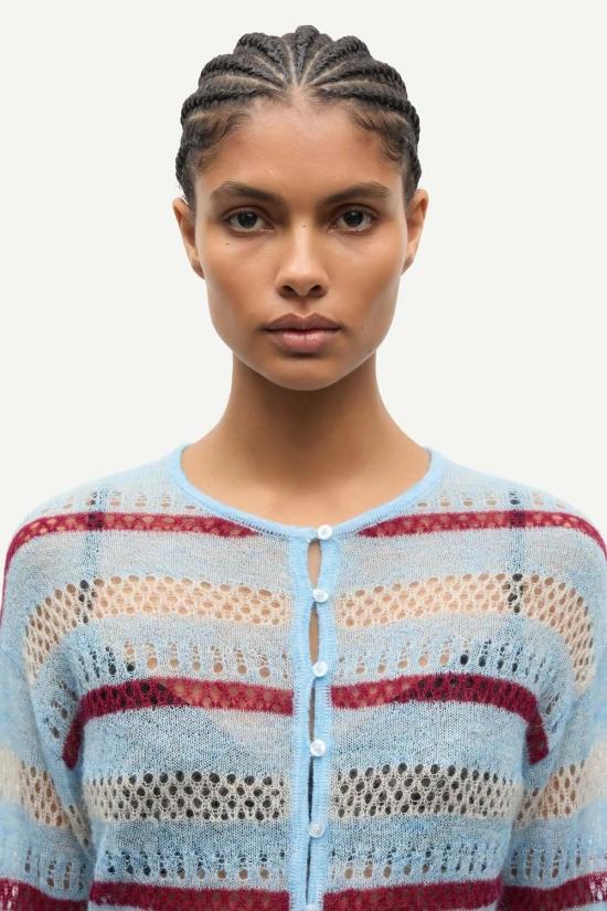  삼소앤삼소 가디건 Samsøe Samsøe 사하라 카디건 블루 스트라이프 - SAMSOE SAMSOE