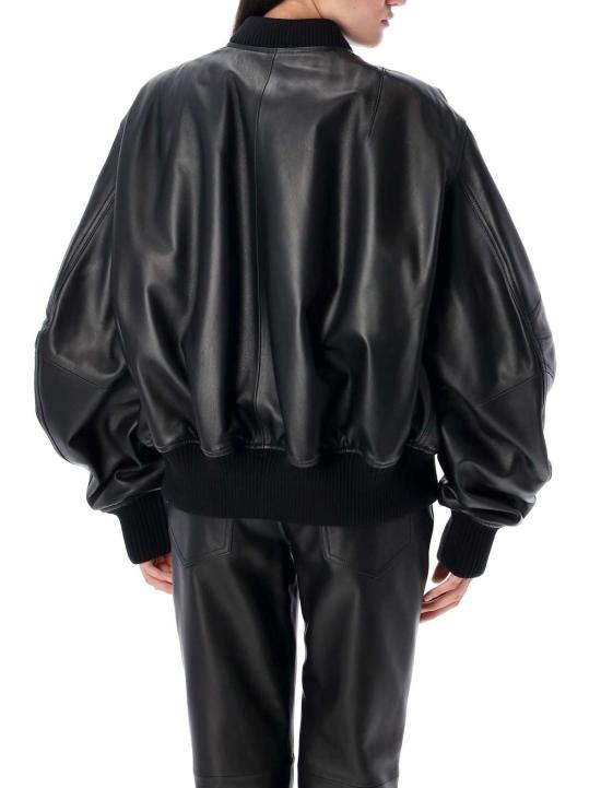  디 아티코 봄버 자켓 아티코 안야 가죽 봄버 재킷 블랙 - THE ATTICO