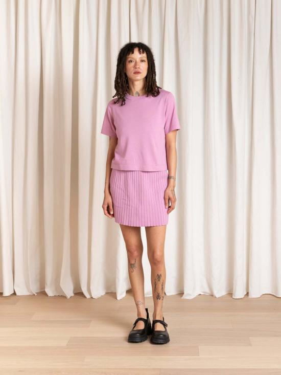  알리 골든 반팔 티셔츠 튤립 니트 탑 - ALI GOLDEN